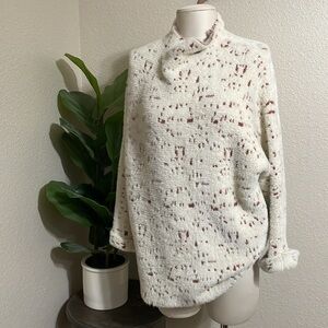 World Market ivory, and rust eyelash intarsia knit sweater